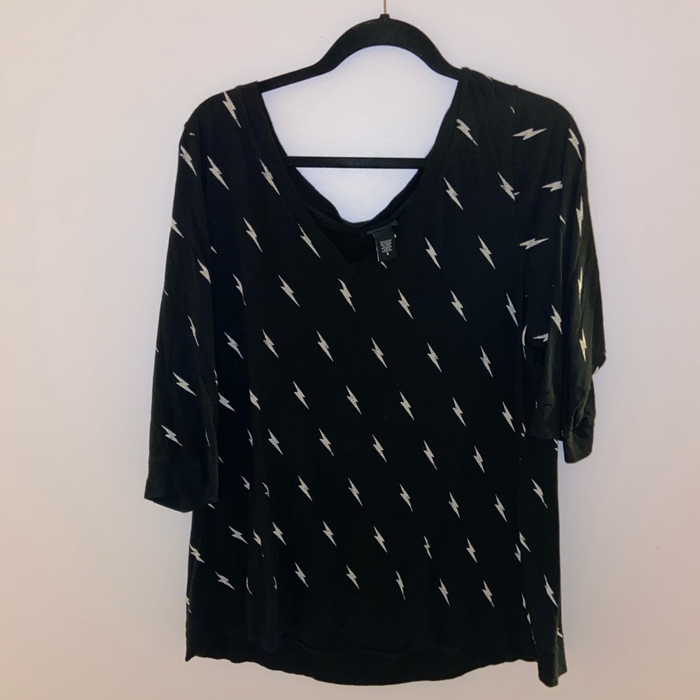 Black Distressed Lightening Bolt Shirt